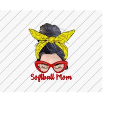 softball messy bun png, softball mom png, black hair messy bun png, sports mom png, sublimation designs downloads, dtg f