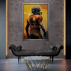 american football player wall art, sports framed canvas, oil painting canvas, football canvas, large wall art, american