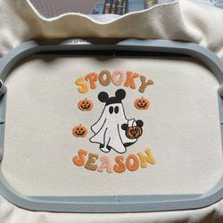 spooky season embroidery design, happy halloween embroidery design, retro cartoon mouse spooky embroidery file, autumn spooky vibes machine embroidery file