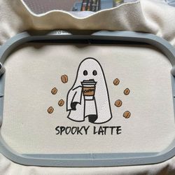 spooky halloween embroidery file, coffee spooky embroidery design, stay spooky embroidery machine file