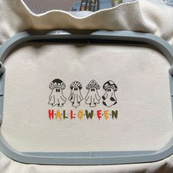 magic mushroom ghost embroidery design, scary spooky embroidery machine design, spooky halloween embroidery file