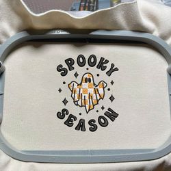 spooky season embroidery design, retro spooky embroidery design, halloween embroidery design, ghost halloween embroidery file