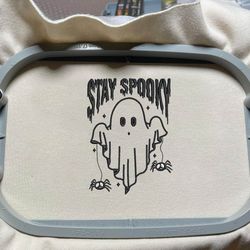 spooky halloween embroidery machine design, spooky season embroidery file, stay spooky embroidery design