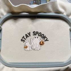 spooky halloween embroidery machine design, pumpkin ghost embroidery file, stay spooky embroidery design