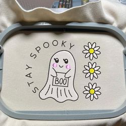 spooky boo embroidery machine design, spooky halloween embroidery file, stay spooky embroidery design, embroidery files