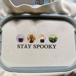 spooky season embroidery machine design, cute spooky witch embroidery design, spooky halloween vibes embroidery file