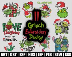 Grinch Embroidery Designs, Grinch Embroidery, Christmas Lights Grinch Machine Embroidery Design, Instant Download