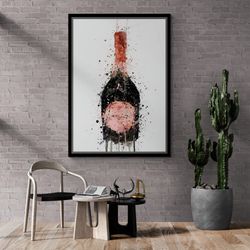 champagne splash framed canvas, watercolor wall art, champagne canvas, kitchen wall art, trend canvas, champagne art, si