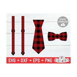 buffalo plaid tie svg - cut file - bow tie - suspenders - christmas - svg - eps - dxf - png - silhouette - cricut file -