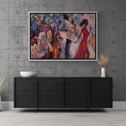 jazz music framed canvas, african jazz singer canvas, african wall art, african jazz canvas, jazz singer canvas art, whi