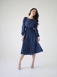 navy blue midi dress