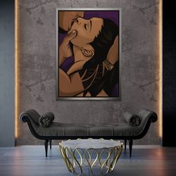 love framed canvas, romantic couple wall art, over bed art, kissing graffiti pop art, pop art, kissing couple pop art, g