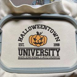 pumpkin university embroidery machine design, halloweentown university embroidery design, spooky pumpkin embroidery design