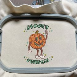 spooky pumpkin embroidery design, spooky embroidery design, fall seasons embroidery design, happy halloween embroidery design