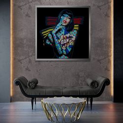 sexy woman body framed canvas, bang pop art, patterned pop art wall art, sexy body canvas, graffiti woman body canvas, b