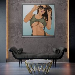 sexy woman framed canvas, woman body pop art wall art, erotic canvas, sensual woman canvas, pop art wall art, woman whit