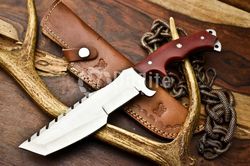 dk-  hand-forged d2 steel tracker knife – 7-inch blade, micarta handle, leather sheath – craftsmanship meets durability