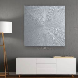 light silver abstract art shiny original painting glittery textured artwork modern wall decor above couch decor