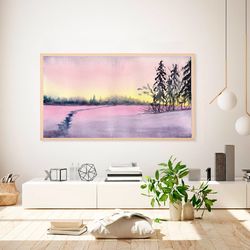 samsung frame tv art abstract winter sunset tv wall art abstract modern paint wall art digital art