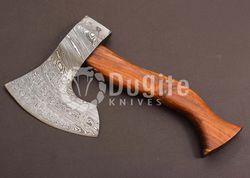 dk- mini damascus steel axe – hand forged small axe for camping and collecting- compact camping & collectible hatchet us