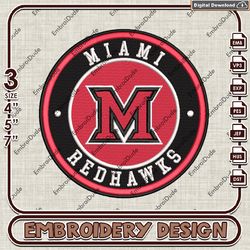 NCAA Logo Embroidery Files, NCAA Miami Redhawks, Miami Redhawks Embroidery Designs, Machine Embroidery Designs