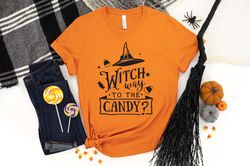 witch way to the candy shirt, halloween tee, trick or treat shirt, halloween witch