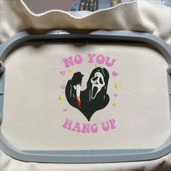 no you hang up embroidery design, face ghost embroidery machine file, scary halloween, halloween horror mask embroidery file