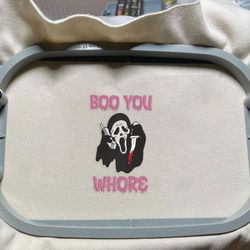 boo you whore embroidery design, face ghost embroidery machine file, scary halloween, embroidery files, digital download