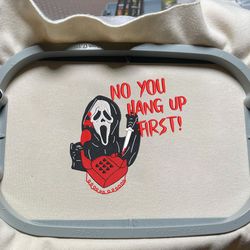 no you hang up first embroidery design, face ghost embroidery machine file, scary halloween, digital download