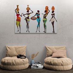 african ethnic woman wall art, african woman framed canvas, ethnic african wall art, african canvas, african style white