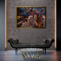 african jazz framed canvas, abstract african jazz wall art, jazz canvas, classic artwork, colorful african jazz art, bla