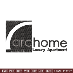 archome luxury apartment logo embroidery design, logo embroidery, embroidery file, logo design, instant download.