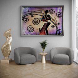 african woman framed canvas, abstract african wall art, african canvas, woman wall art, ethnic canvas, african art, silv