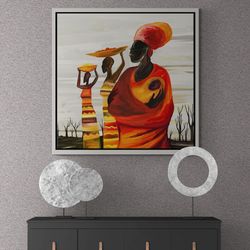 african women canvas, african framed canvas, woman wall art, woman canvas, abstract wall art, abstract canvas art, gold