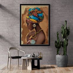mystical african woman framed canvas, african woman wall art, woman canvas, african woman wall art, ethnic woman canvas,
