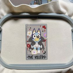 blue dog the killers embroidered sweatshirt, happy halloween embroidered shirt, fall season embroidered sweatshirt, retro tarot card machine embroidered shirt, trending shirt