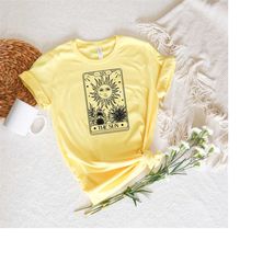 the sun tarot tshirt, oversized unisex clothing, moon child, spiritual, boho witchy, mystical, couple t-shirt, celestial