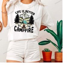 camping sublimation png, live is better by the campfire png, camping shirt, retro camping design, adventure shirt png, o