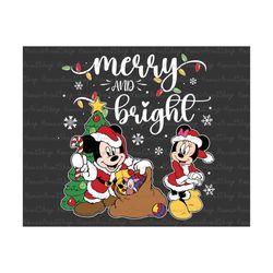 Merry And Bright PNG, Couple Christmas Png,  Mouse And Friends Png, Cute Christmas Png, Xmas Holiday Png, Png File, Digi