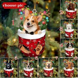 Corgi In Snow Pocket Christmas  Ornament, Funny Dog Ornament