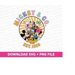 mouse and friends svg, family trip svg, magical kingdom, family vacation svg, vacay mode, mouse and co est 1928 svg, png