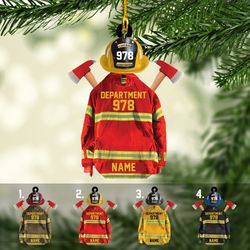 personalized christmas firefighter armor ornament, fireman uniform and axe ornament