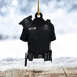 personalized police uniform with hat gun shaped flat ornament, police uniform ornament