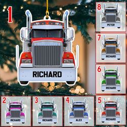 Personalized Trucker Christmas Ornament, Custom Name Trucker Ornament