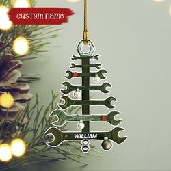 Personalized Wrench Tree Ornament , Mechanic Ornament