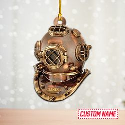 scuba diving helmet acrylic christmas ornament, diving 2d ornament