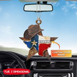 texas cowboy hat 2d car ornament, western ornament