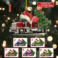 Truck Merry Christmas Ornament for Truck Driver, Xmas Trucker Ornament