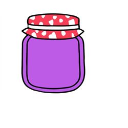 jelly jar printable image art, jelly jar with hearts on top vector files for silhouette svg dxf png pdf webp commercial