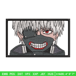 ken kaneki embroidery design, tokyo ghoul embroidery, anime design, embroidery file, anime shirt, digital download